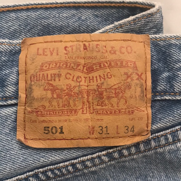Levi Strauss Blue 501 Original Denim Jeans - Picture 5 of 9